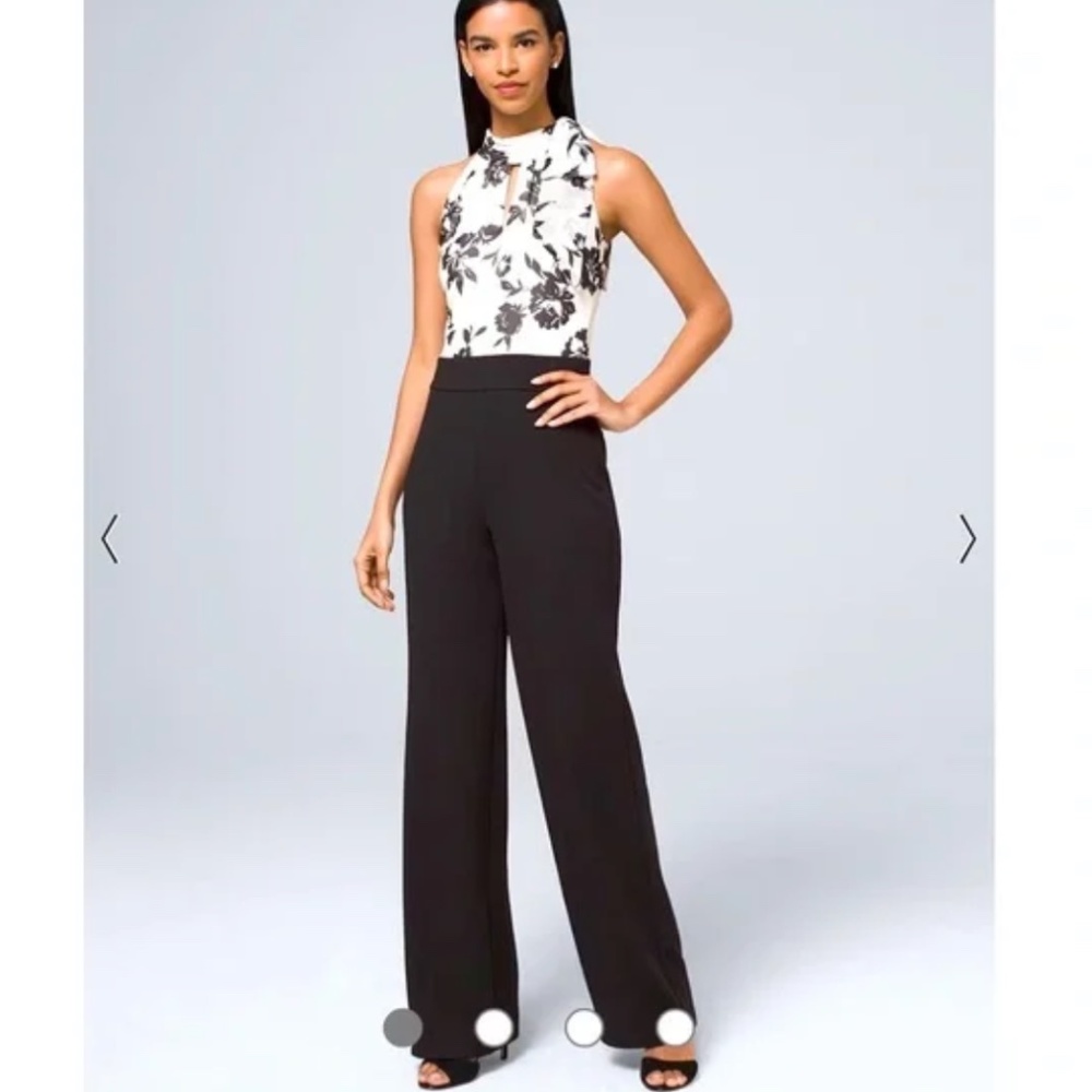 WHBM Floral-Bodice Halter Jumpsuit Size 0P